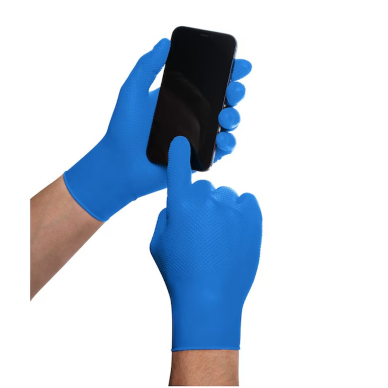 Manusi Nitril Gofrate Diamantate Blue XL,50 buc