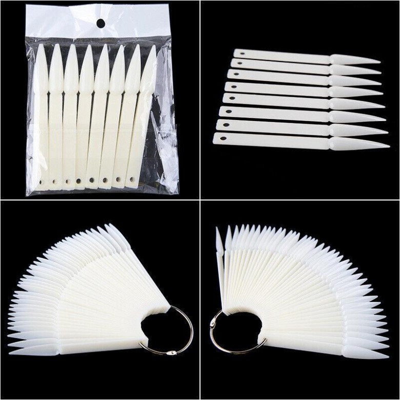 Tips-uri pe inel forma Stiletto ,culoare naturala, set 50 buc