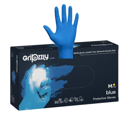 Manusi Nitril Gofrate Diamantate Blue M,50 buc