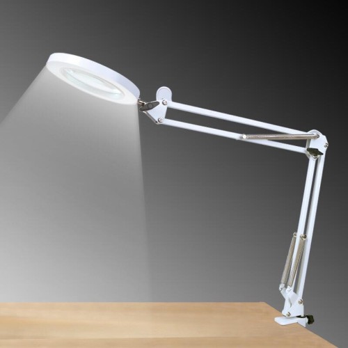 Lampa de birou circulară cu lupa cu clemă