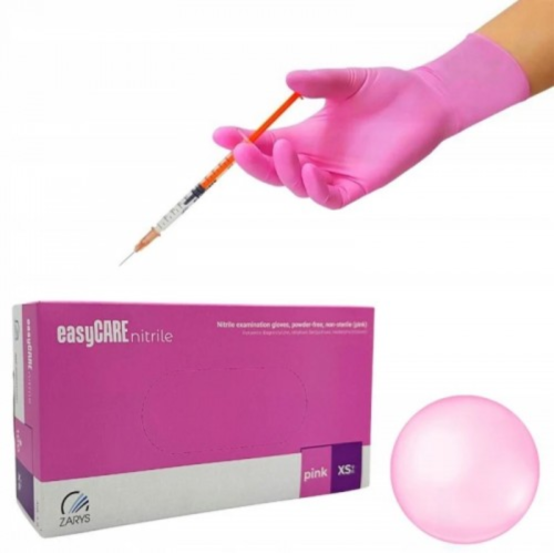 Manusi nitril de unica folosinta, Pink, S, 100 buc